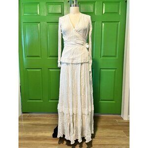 1970's Vintage White Cotton and Lace Blouse and Top Beach Wedding Cottage Core